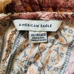 American Eagle Embroidered Balloon Sleeve Tassel Peasant Patchwork Peplum Top XS Pink Photo 3