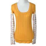 Free People  Big Sur Ribbed Tie-Dye Thermal Long Sleeve Top Amber Orange Small Photo 4