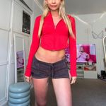 Amazon cherry red zip up fitted track workout jacket long sleeve windbreaker Photo 1