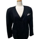 Vtg Mondi Blazer Jacket Sz 40/8 Black Double Breasted V Neck Wool Careerwear Photo 0