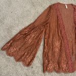 Xhilaration Dark Pink Sheer Lace Open Front Cardigan Photo 2