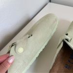 Birkenstock  Boston Soft Footbed Suede Leather Clogs in Faded Lime Green Photo 3