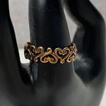 Vintage CopperTone Filigree Heart Band Stacking Ring Size 9 Sweetheart Jewelry Gold Photo 5