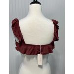 Eberjay Eberjey Jane Solid Port Ruffle Sleeve Bikini Top Swimsuit Burgundy Red Large Photo 6