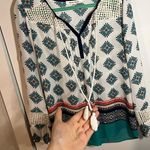 Black Rainn Cold Shoulder Multicolored Bell Sleeve Tunic with Tassels Size Med Photo 2