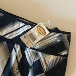 Talbots  A-Line Skirt Size 2 NWT Navy Blue White Geometric Print Full Skirt Class Photo 6