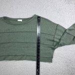 Le lis Oversized Cropped Shirt Women Medium Olive Knit Chic Lagenlook Sweatshirt Photo 3