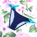 Boutique NEW Teal Blue/Navy Criss Cross Straps Bikini Photo 5