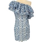 Lilly Pulitzer  Sundea One Shoulder Eyelet Ruffle Dress Blue White Size 2 Preppy Photo 3