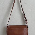 Vintage 90s Light Brown Leather Flap Classic Messenger Crossbody Bag Purse Photo 5