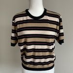 Striped Short Sleeve Sweater Size L Black Size L Photo 1