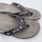 Vionic Lucia Toe Post Flip Flop Sandals Size 10 Slate Grey Snakeskin Rhinestone Photo 2