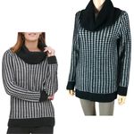 Calvin Klein Black & White Textured Cowl Neck Sweater MEDIUM Photo 1