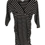 Oh! mamma Black & White Striped V Neck Maternity Nursing Dress Size Small Photo 1