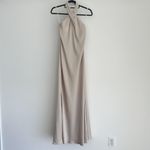 BHLDN  Dress Womens 0 Ruby Twist Halter Satin Gown Champagne Elegant Bridesmaids Photo 3