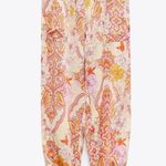 ZARA  Floral Paisley Print Satin Effect High Waisted Tie Ankle Pants Size M NEW Photo 6