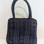 Talbots Vintage 90's Navy Woven Satin Basketweave Top Handle Purse Photo 1