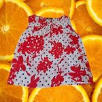 Nine West White with Red Plants and Block Dot Blouse XL Photo 1