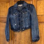 Decree Cropped Dark Wash Jean Jacket Small Photo 0