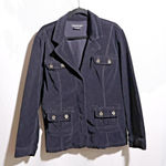 Jeanstar Black Velvet Flap Pocket Jacket Y2K Dark Academia Grunge Goth Womens L Size L Photo 0