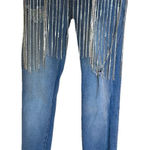 Hot & Delicious Rhinestone Fringe Jeans Y2K Inspired Distressed Womens Small NWT Photo 0