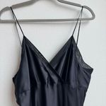 Kumi Kookoon 100% Silk Black Midi Slip Cocktail Romantic Strappy Dress SZ Large Photo 3