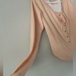We The Free  People Pink Cecelia Coquette Henley Bow Long Sleeve Top Size Large Photo 5