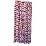 Rose + Olive  Pink & White Gemertic Shape Pull On Lightweight Wide Leg Pants Sz L Photo 1