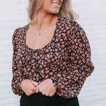 Motel Rocks NWT Motel Glario Floral Cropped Peasant Balloon Sleeve Blouse Large Photo 0