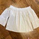 Lilly Pulitzer White Off-Shoulder Peasant Top with Embroidered Sleeves, small Photo 0