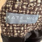 Kate Hill  Women's Brown Wool blend Tweed Jacket 6P Short Leather Trim Photo 5