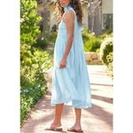 Frank & Eileen Daphne Sleeveless Polo Midi Dress Linen Blue Stripe Medium Photo 1