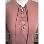 Victorias Secret Pink Womens Shirt Size XS Long Sleeve Mauve Tie Stripe Tee Dog Photo 1