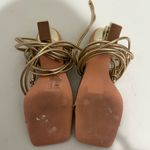 AZALEA WANG Stupendous Gold Ankle Wrap Lace Up High Linking Heel Sandal Size 6.5 Photo 9