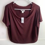 Loft NWT  Burgundy Lounge Wide Neck Short Sleeve Shirt Photo 0