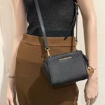 Michael Kors Selma Mini Saffiano Leather Black Crossbody Bag Photo 4
