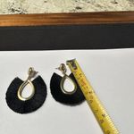 Loft Signed Gold Tone Dangle Drop Lot Of 2 Pierced Earrings Black Fringe Photo 6