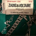 Zadig & Voltaire Zadig & Voltaire Jana CDC Silk Green & Silver Chaines Tie Front Skirt Sz XS Photo 4