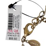 Chico's NWT  Leather Beaded Tassle Necklace Tan Gold Pink Photo 5