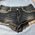 Rue 21 Dark Blue Jean Shorts with Plaid Accents Photo 0