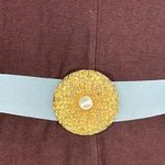 Gutos W germany elastic belt round filigree clasp goldtone blue 1980s Photo 0