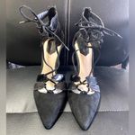 ZARA Women’s Elegant Black Suede Lace-Up Cut Out Pumps Heels Size 40/ 9.5 US Photo 2