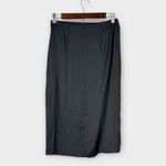 Ba&sh  Matthews Skirt Women's 1 Black Satin Midi Ruched Pleated Slit Button Photo 3