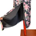 Lulu’s black floral print satin midi dress with side slit Size M Photo 14