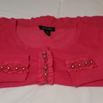 White House | Black Market Pink Cardigan Sweater W/ Ruffled Buttoned Size M Photo 5