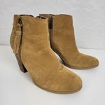 Guess Womens Boots Size 7.5 Tan Side Zip Almond Toe Studded Chucky Ankle Heel Photo 46