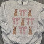 Gildan Easter sweatshirt coquette bunny shirt new pink bows and bunnies Photo 0