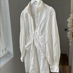 Sovere Momento White Long Sleeve Ruched Long Sleeve Shirt Dress Size Medium Photo 3