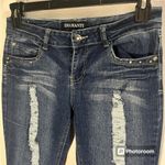 DIAMANTE Distressed Y2K Mid‎ Rise Skinny Stretch Jeans Size 9 Blue Photo 1