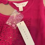NWT Adiva bright pink LS mini dress or tunic keyhole flowy flouncy ruffles lace Pink Photo 13
